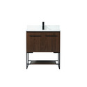Elegant Decor 30 inch single bathroom vanity in walnut with backsplash Thumbnail - 1