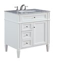 White Bathroom Vanity Set Single Marble Countertop 32 In - Elegant Furniture Thumbnail - 1
