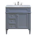 Grey Single Bathroom Vanity Set 32 Inch Marble Countertop - Elegant Furniture Thumbnail - 1