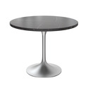 LeisureMod Verve Collection 36" Round Dining Table, Brushed Chrome Base with Sintered Stone Black Top Thumbnail - 1