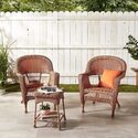 Jeco 3 Piece Resin Wicker Patio Conversation Set in Espresso Thumbnail - 1