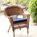 Jeco Wicker Chair with Blue Cushion - Set of 2, Wicker Outdoor Chairs Thumbnail - 1