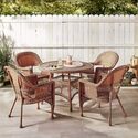 All-Weather Resin Wicker Patio Dining Set with 5 Pieces & Honey Finish Thumbnail - 1