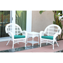 All-Weather Resin Wicker Chair Set with Turquoise Cushions Thumbnail - 1
