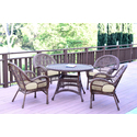 Resin Wicker 5pc Patio Dining Set with Cushions, All-Weather, Steel Frame Thumbnail - 1