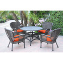 Resin Wicker 5-Piece Dining Set with Steel Frame and Cushions, Outdoor/Indoor Use Thumbnail - 1