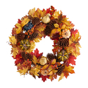 Nearly Natural 26in. Fall Pumpkin, Gourd, Pinecone and Maple Leaf Artificial Autumn Wreath Thumbnail - 1