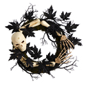 Nearly Natural 24in. Halloween Skull and Bones Wreath Thumbnail - 1