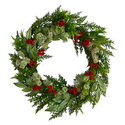 Nearly Natural 24in. Cedar, Eucalyptus and Berries Artificial Christmas Wreath Thumbnail - 1