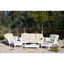 6-Piece Wicker Seating Set with Tan Cushions and Steel Frame Thumbnail - 1