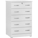 Better Home Products Cindy 5 Drawer Chest Wooden Dresser with Lock in White Thumbnail - 1