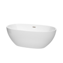 Wyndham Collection Juno 63 Inch Freestanding Bathtub in White with Brushed Nickel Drain and Overflow Trim Thumbnail - 1