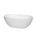 Wyndham Collection Juno 63 Inch Freestanding Bathtub in White with Shiny White Drain and Overflow Trim Thumbnail - 1