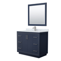 Dark Blue Single Bathroom Vanity with White Carrara Marble Countertop Thumbnail - 1