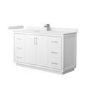 White Bathroom Vanities w/Marble Countertops & Brushed Nickel Trim 60 Inches Thumbnail - 1