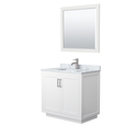 White Carrara Marble Bathroom Vanity Cabinet with Brushed Nickel Hardware Thumbnail - 1