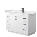 Wyndham Collection Miranda 48 Inch Single Bathroom Vanity in White, White Cultured Marble Countertop, Undermount Square Sink, Matte Black Trim Thumbnail - 1