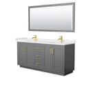 Gray Bathroom Vanity Set with Quartz Countertop and Gold Brushed Hardware Thumbnail - 1