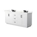 Wyndham Collection Miranda 72 Inch Double Bathroom Vanity in White, Giotto Quartz Countertop, Undermount Square Sinks (3-Hole), Matte Black Trim Thumbnail - 1
