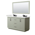 Double Bathroom Vanity Set Light Green Quartz White Sinks 60 Inch Thumbnail - 1