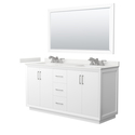 Double Bathroom Vanity White Quartz Countertop Brushed Nickel Trim 66 Thumbnail - 1