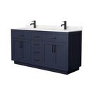 Dark Blue Bathroom Vanity with Carrara Marble Countertop Thumbnail - 1