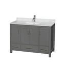 Dark Gray Bathroom Vanity w/White Marble Countertop & Undermount Sink 48 Thumbnail - 1