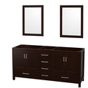 Wyndham Collection Sheffield 72 Inch Double Bathroom Vanity in Espresso, No Countertop, No Sinks, and 24 Inch Mirrors Thumbnail - 1