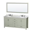 Light Green Double Vanity White Marble Carrara Mirror Thumbnail - 1