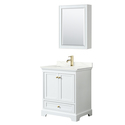 30 Inch White Bathroom Vanity with Giotto Quartz Countertop Thumbnail - 1
