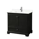 Dark Espresso Bathroom Vanity Quartz Countertop Chrome Trim Thumbnail - 1