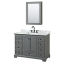 Dark Gray Bathroom Vanity Single Sink White Marble Countertop Thumbnail - 1