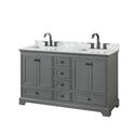 Dark Gray Bathroom Vanity with White Marble Countertop Thumbnail - 1