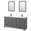 Dark Gray Bathroom Vanity with Gray Countertop and Sinks Thumbnail - 1