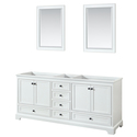 Wyndham Collection Deborah 80 Inch Double Bathroom Vanity in White, No Countertop, No Sinks, Matte Black Trim, 24 Inch Mirrors Thumbnail - 1