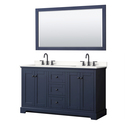 Dark Blue Double Bathroom Vanity with White Quartz Countertops and Undermount Sinks Thumbnail - 1