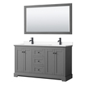 Dark Gray 60 Inch Bathroom Vanity with White Marble Countertop Thumbnail - 1