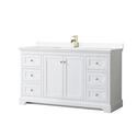 White Bathroom Vanity 60 Inch Single Sink Cultured Marble Countertop Thumbnail - 1