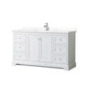 White Bathroom Vanity Quartz Countertop Polished Chrome Sink 60 Inch Thumbnail - 1