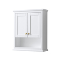 Wyndham Collection Avery Over-the-Toilet Bathroom Wall-Mounted Storage Cabinet in White with Brushed Gold Trim Thumbnail - 1