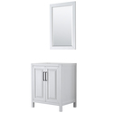 Wyndham Collection Daria 30 Inch Single Bathroom Vanity in White, No Countertop, No Sink, Matte Black Trim, 24 Inch Mirror Thumbnail - 1