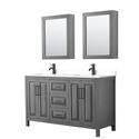 Dark Gray Bathroom Vanity w/ White Marble Top & Matte Black Trim Thumbnail - 1