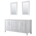Wyndham Collection Daria 72 Inch Double Bathroom Vanity in White, No Countertop, No Sink, 24 Inch Mirrors, Brushed Gold Trim Thumbnail - 1