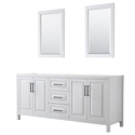 Wyndham Collection Daria 80 Inch Double Bathroom Vanity in White, No Countertop, No Sink, Matte Black Trim, 24 Inch Mirrors Thumbnail - 1