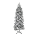 HomeStock 7ft Whispering Flocked Fir SlimPre-Lit Christmas Tree, Snow-Capped Artificial Christmas Tree with 250 String Lights Thumbnail - 1