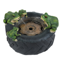LuxenHome Black Resin Old Tire Frog Friends Outdoor Fountain Thumbnail - 1
