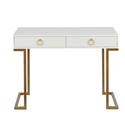 Luxen Home Modern White Writing Desk with Gold Legs - Luxenhome Thumbnail - 1