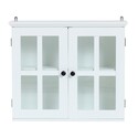 Luxen Home White Bathroom Wall Cabinet with Glass Doors - Modern Storage Thumbnail - 1