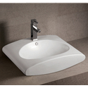 Rectangular Wall Mount Bathroom Basin with Oval Bowl Thumbnail - 1