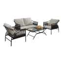 Luxen Home Outdoor Patio Furniture Set - Black Iron & Gray Cushions Thumbnail - 1